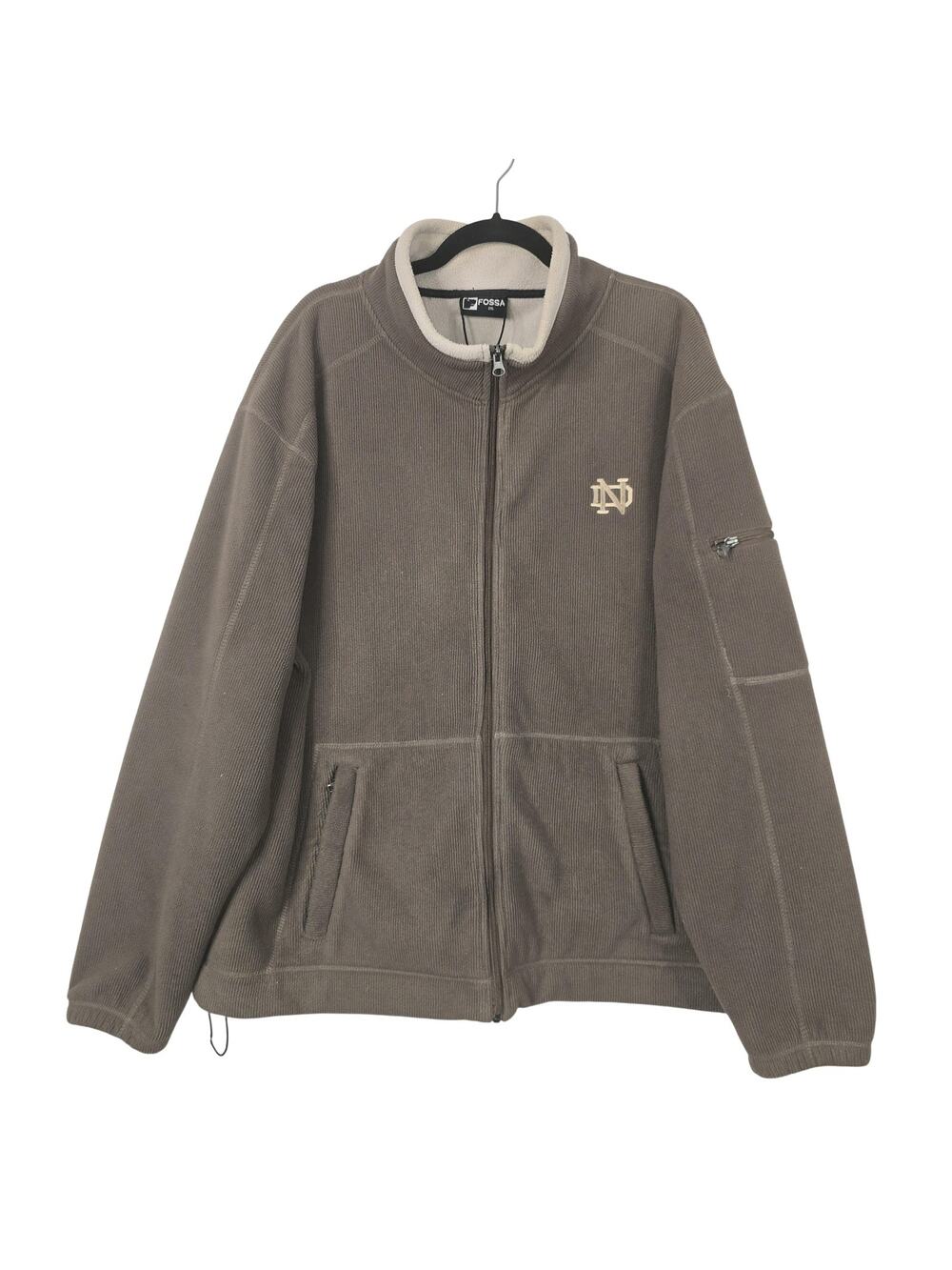 Notre Dame Fighting Irish Jacket Mens 2XL Brown NCAA Football Fossa Fleece Zip